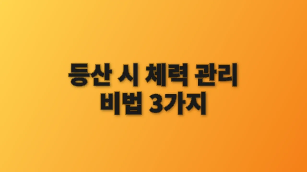 등산 시 체력 관리 비법 3가지